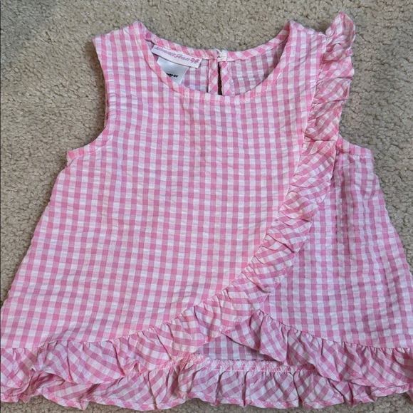 Bonnie Jean Pink Gingham Top with Ruffle - Picture 1 of 2